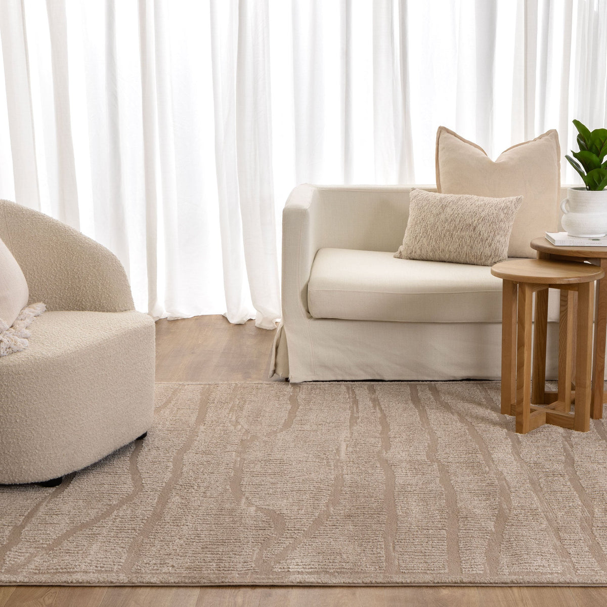 Nova Abstract Beige Lines Rug