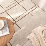 Sierra Abstract Beige Lines Washable Wool Rug