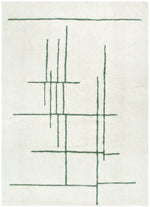 Sierra Abstract Olive Lines Washable Wool Rug
