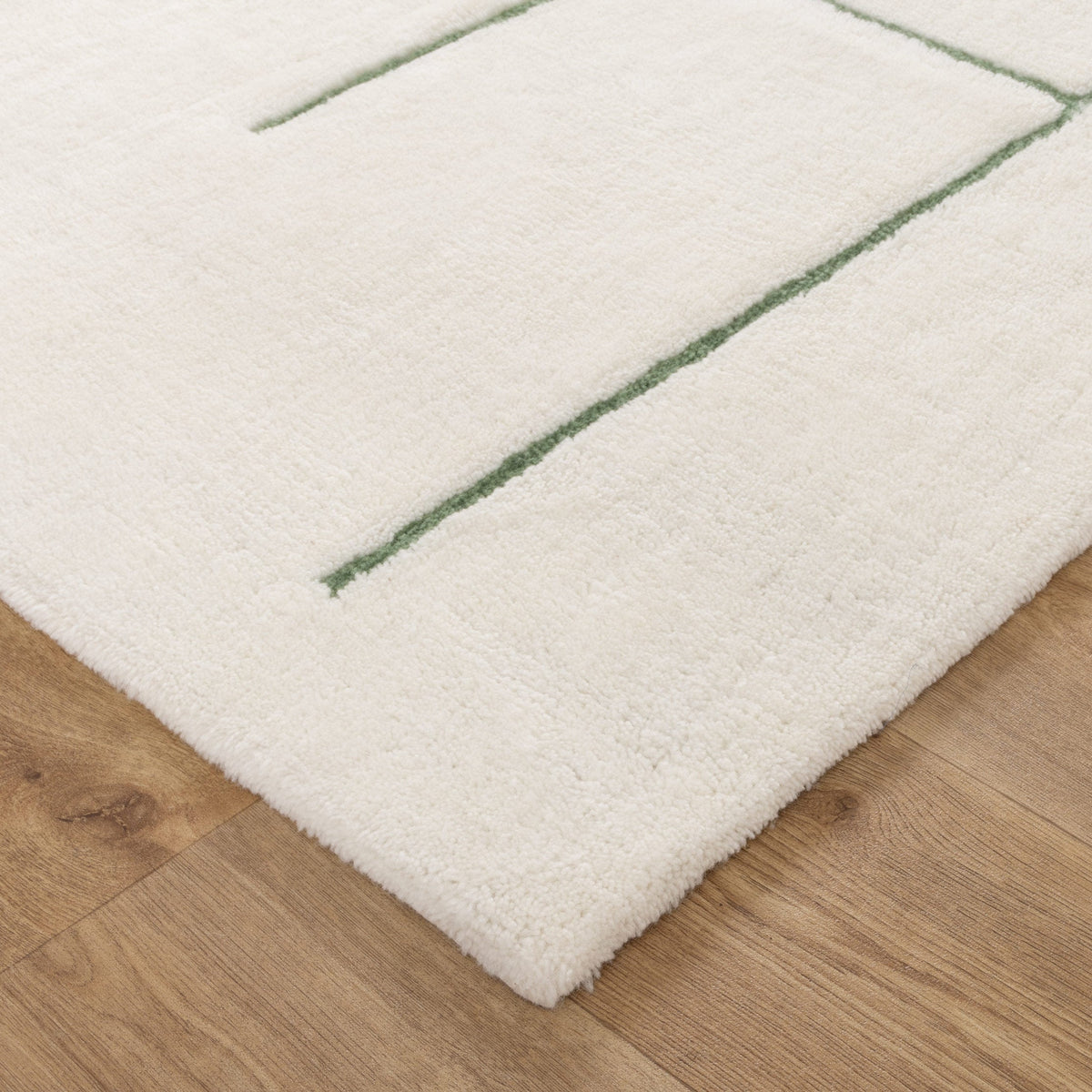 Sierra Abstract Olive Lines Washable Wool Rug