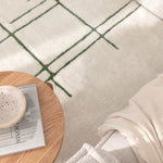 Sierra Abstract Olive Lines Washable Wool Rug