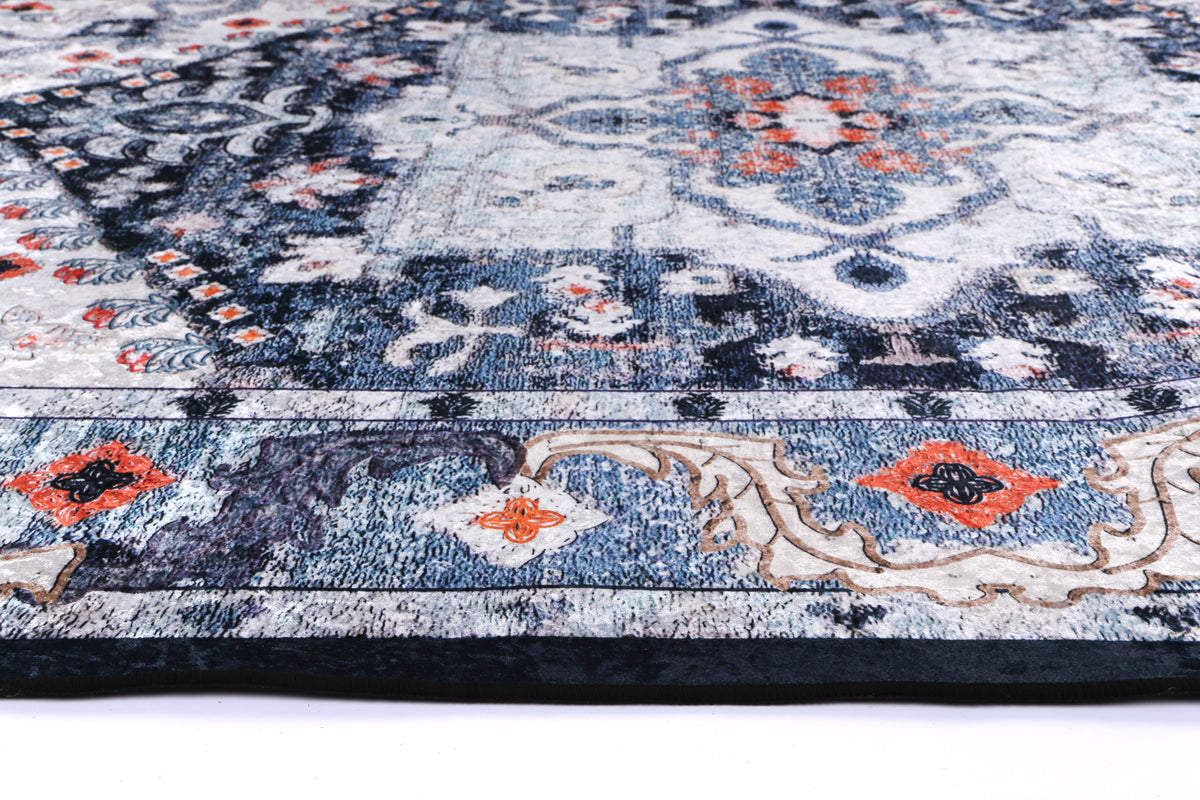 Halo Navy Multi Medallion Non-Slip Rug, [cheapest rugs online], [au rugs], [rugs australia]