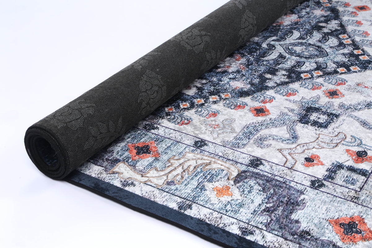 Halo Navy Multi Medallion Non-Slip Rug, [cheapest rugs online], [au rugs], [rugs australia]