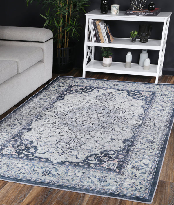 Halo Navy Medallion Non-Slip Rug, [cheapest rugs online], [au rugs], [rugs australia]