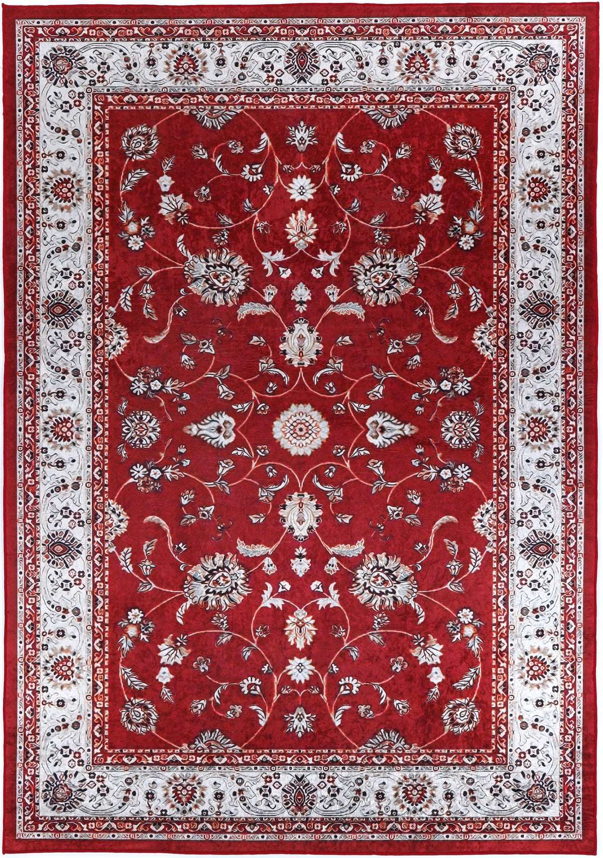 Halo Traditional Floral Border Red Non-Slip Rug, [cheapest rugs online], [au rugs], [rugs australia]