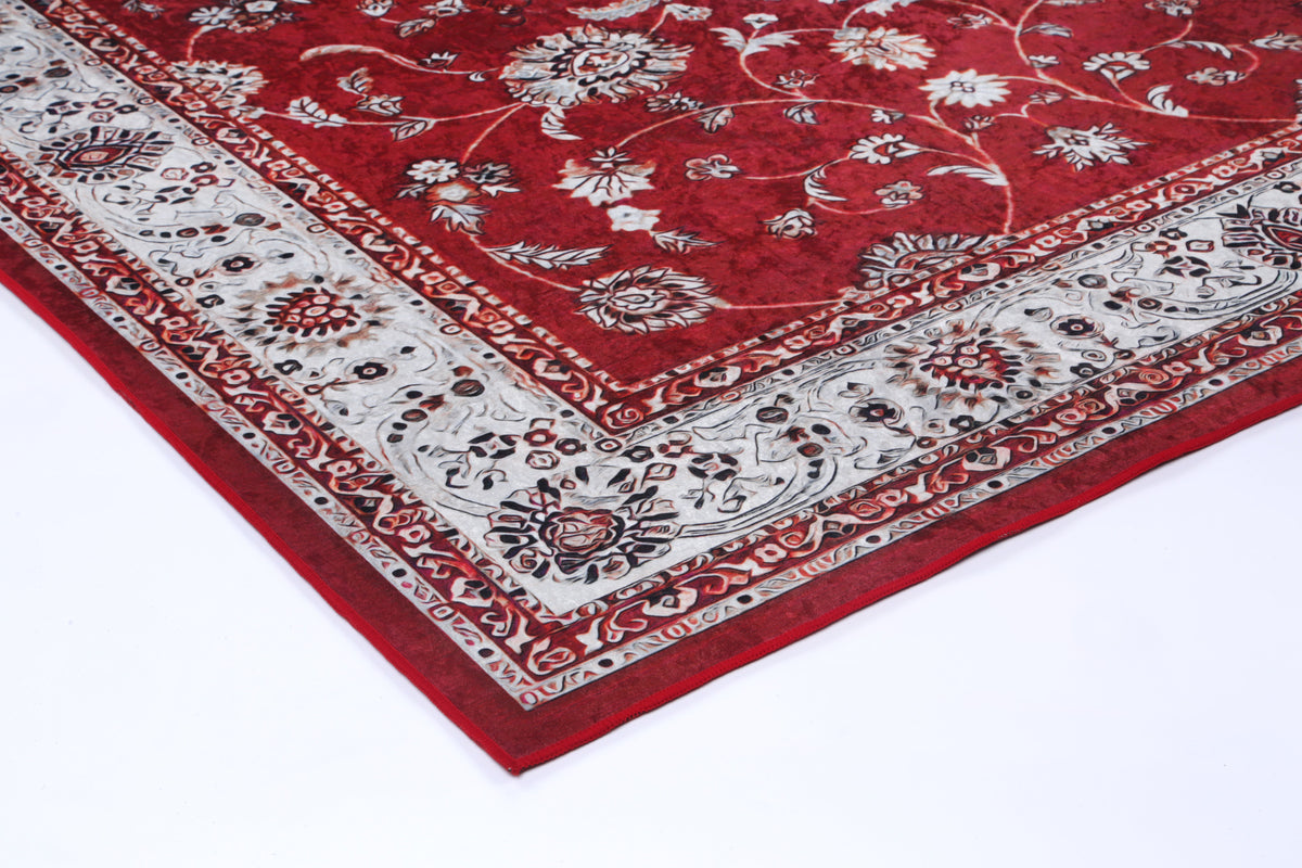 Halo Traditional Floral Border Red Non-Slip Rug, [cheapest rugs online], [au rugs], [rugs australia]