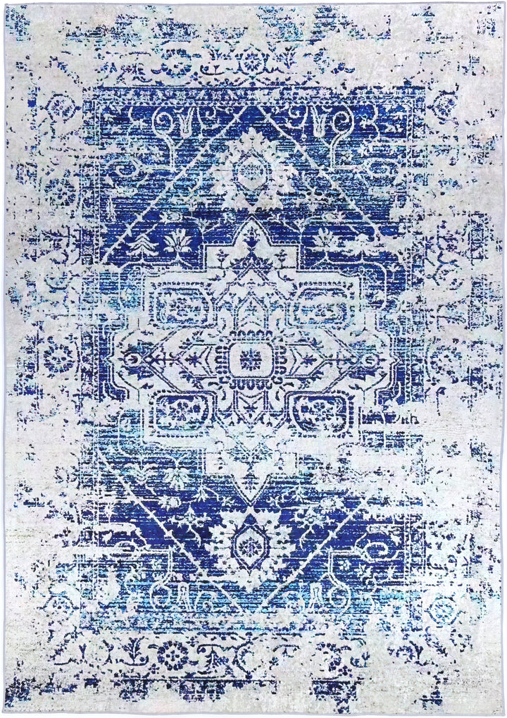 Halo Distressed Navy White Traditional Non-Slip Rug, [cheapest rugs online], [au rugs], [rugs australia]