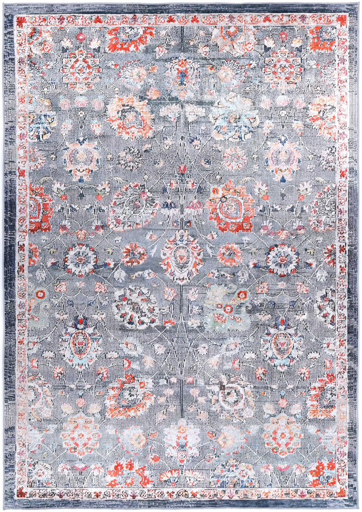 Halo Distressed Floral Grey Multi Non-Slip Rug, [cheapest rugs online], [au rugs], [rugs australia]