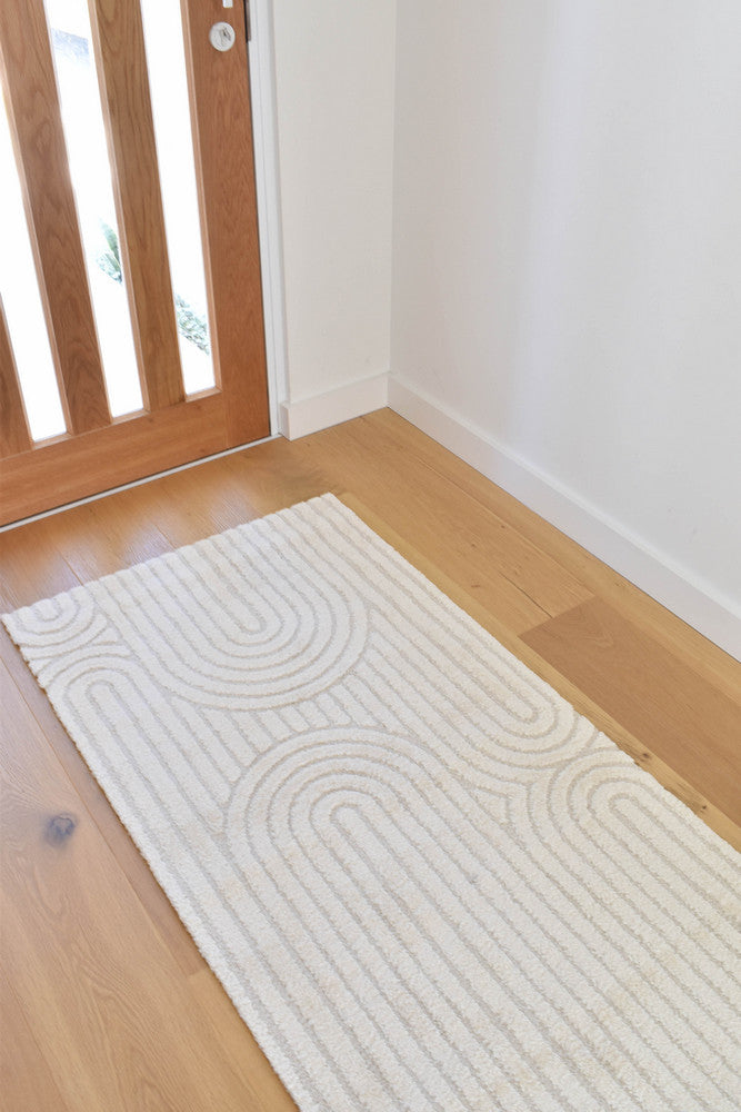 Arcadia Ribbed Arch Geometric Textured White Rug