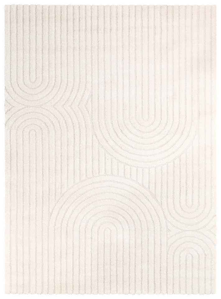 Arcadia Ribbed Arch Geometric Textured White Rug
