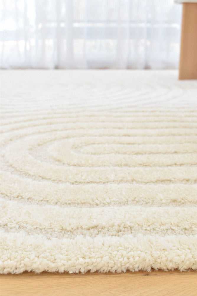Arcadia Ribbed Arch Geometric Textured White Rug