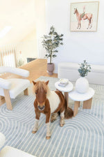 Arcadia Ribbed Arch Geometric Textured Blue Rug