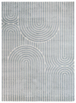 Arcadia Ribbed Arch Geometric Textured Blue Rug