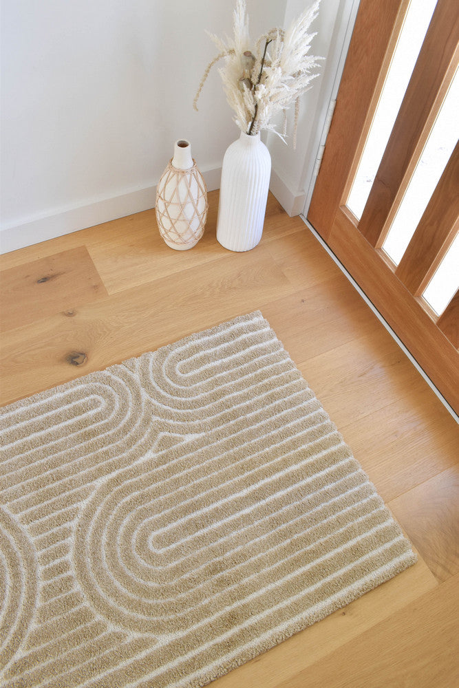 Arcadia Ribbed Arch Geometric Textured Cocoa Rug