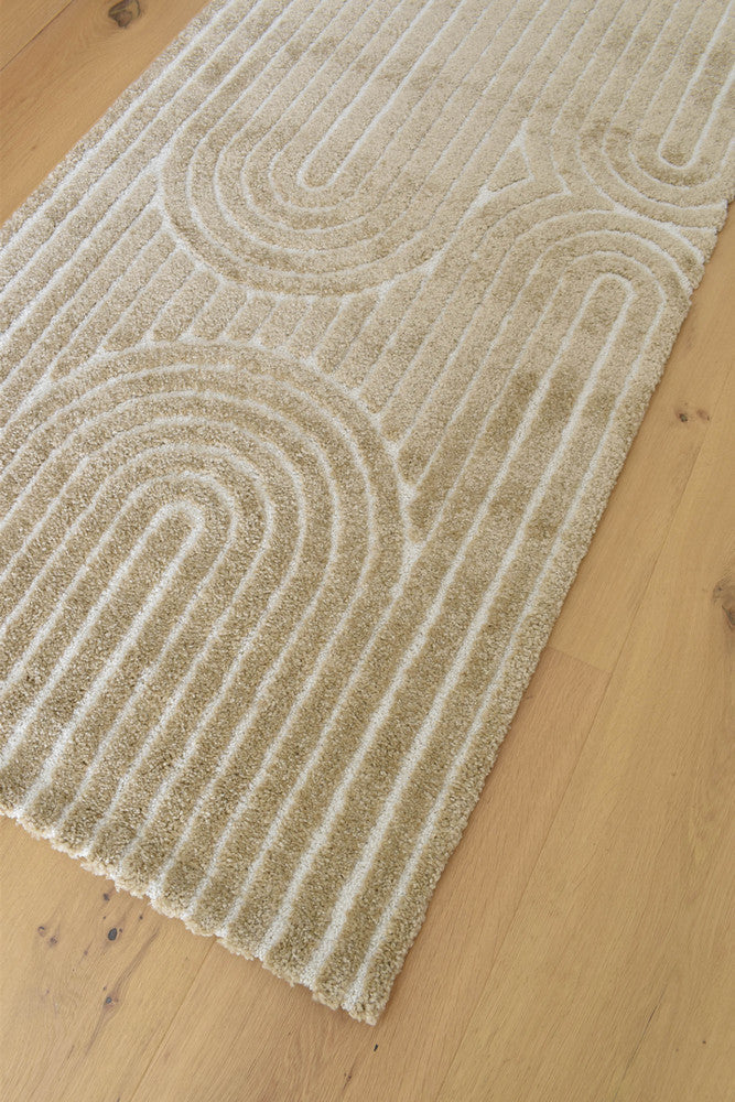 Arcadia Ribbed Arch Geometric Textured Cocoa Rug
