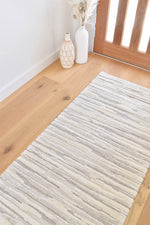 Arcadia Abstract Striated Linear Textured Cream Rug