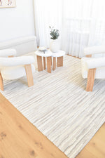 Arcadia Abstract Striated Linear Textured Cream Rug