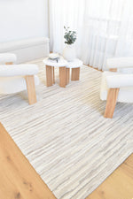 Arcadia Abstract Striated Linear Textured Cream Rug