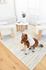 Arcadia Abstract Striated Linear Textured Cream Rug
