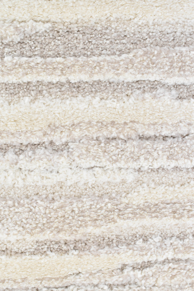 Arcadia Abstract Striated Linear Textured Cream Rug