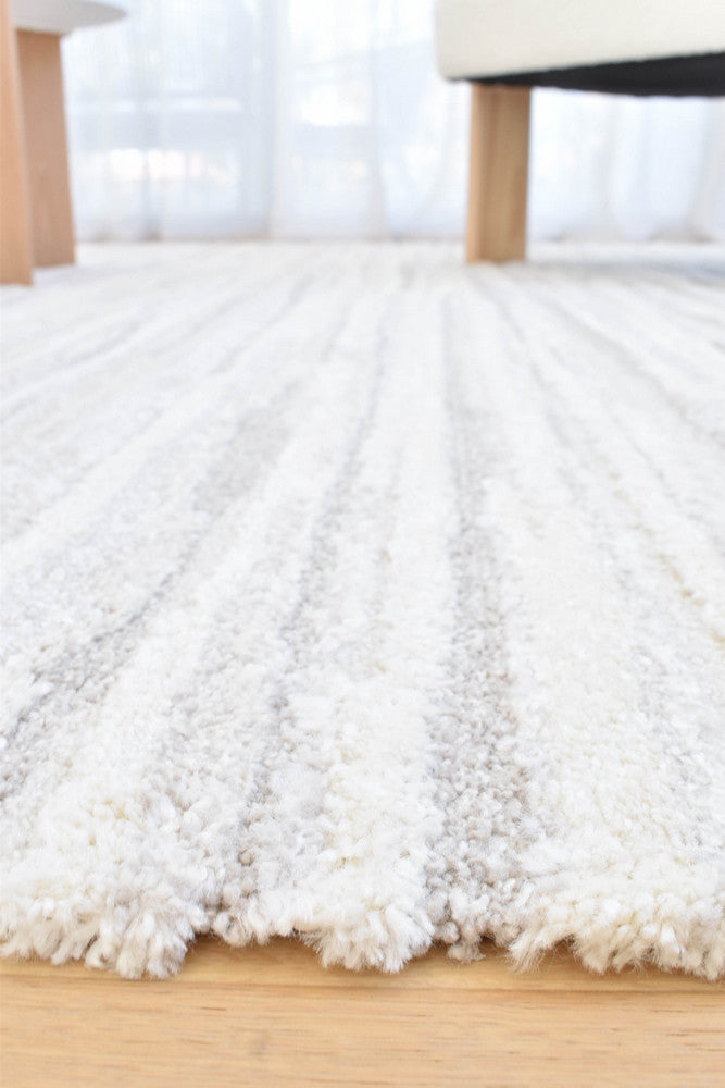 Arcadia Abstract Striated Linear Textured Cream Rug