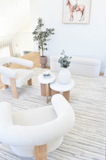 Arcadia Abstract Striated Linear Textured Cream Rug