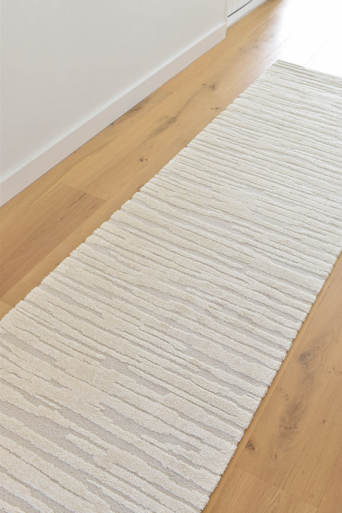 Arcadia Abstract Striated Linear Textured Latte Rug