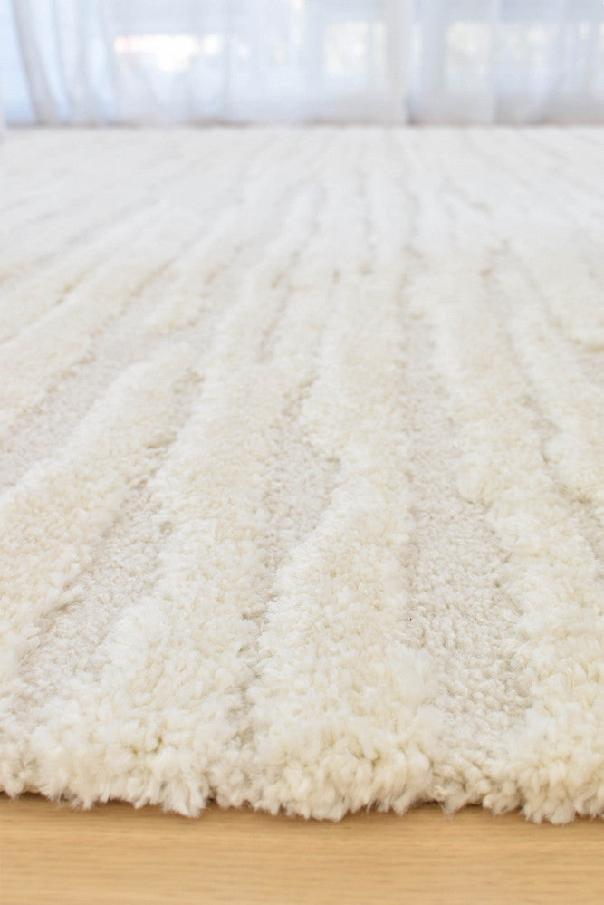 Arcadia Abstract Striated Linear Textured Latte Rug