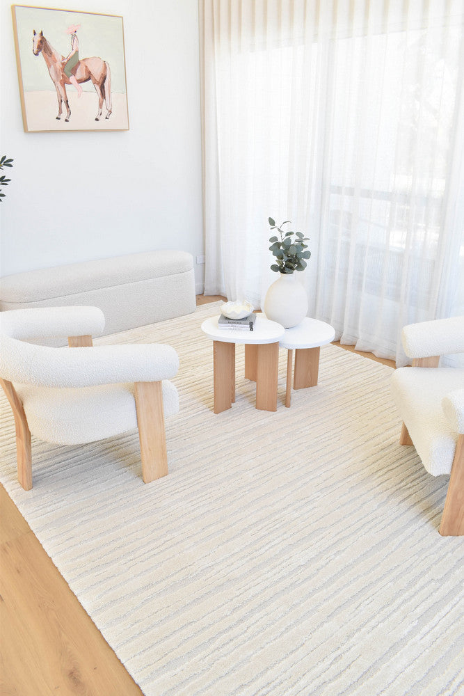 Arcadia Abstract Striated Linear Textured Latte Rug
