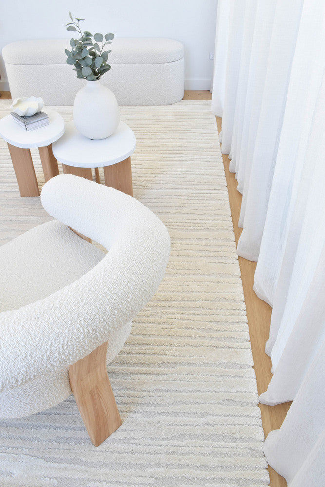 Arcadia Abstract Striated Linear Textured Latte Rug