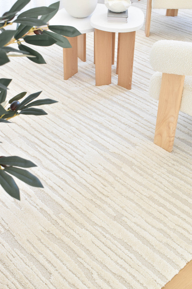 Arcadia Abstract Striated Linear Textured Latte Rug