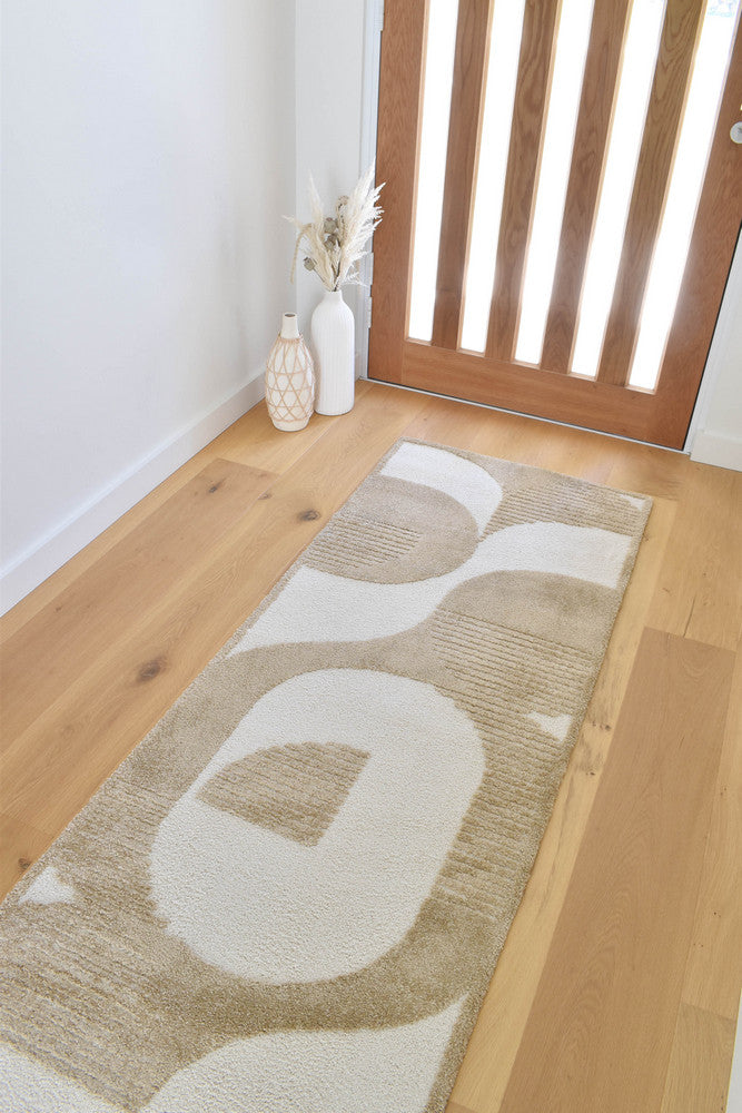 Arcadia Mid-Century Geometric Arch Textured Chestnut Rug