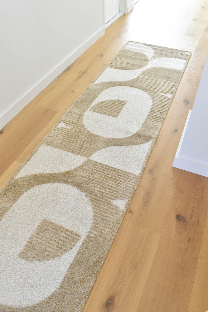 Arcadia Mid-Century Geometric Arch Textured Chestnut Rug