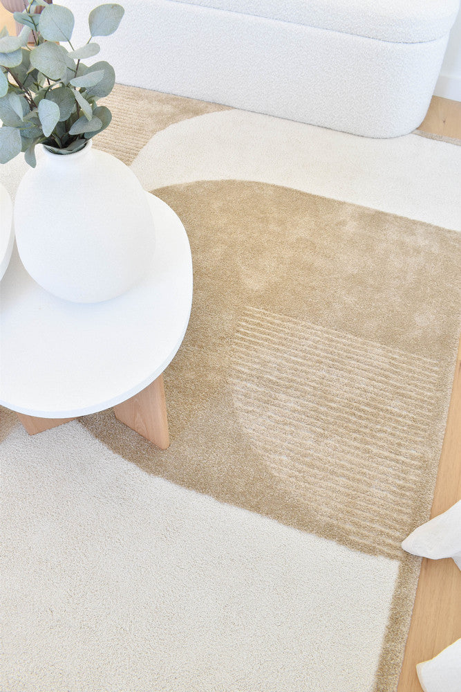 Arcadia Mid-Century Geometric Arch Textured Chestnut Rug