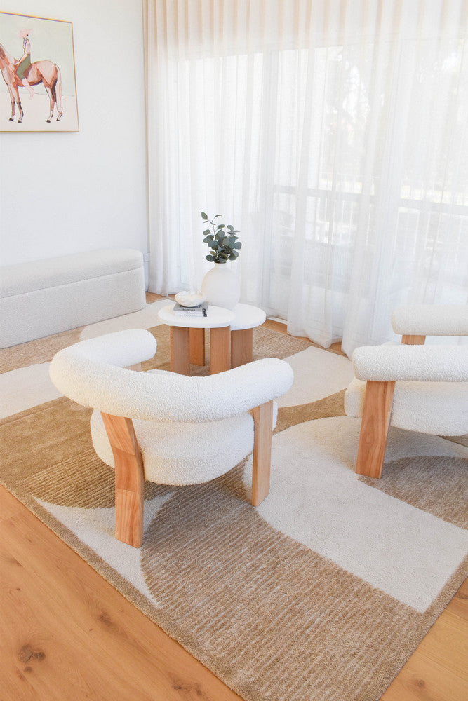 Arcadia Mid-Century Geometric Arch Textured Chestnut Rug