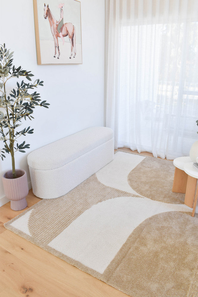 Arcadia Mid-Century Geometric Arch Textured Chestnut Rug