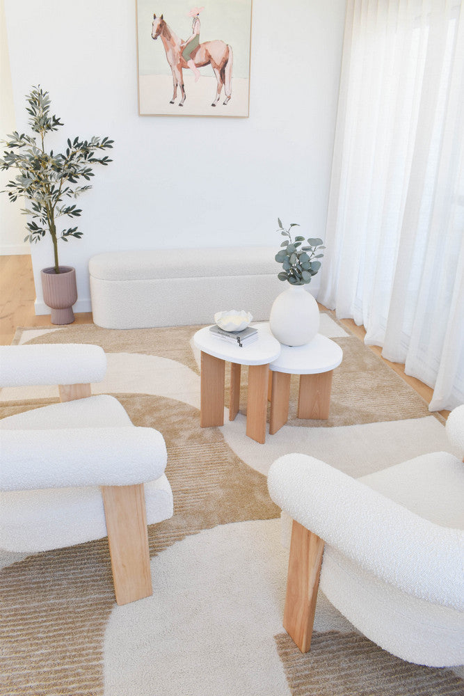 Arcadia Mid-Century Geometric Arch Textured Chestnut Rug