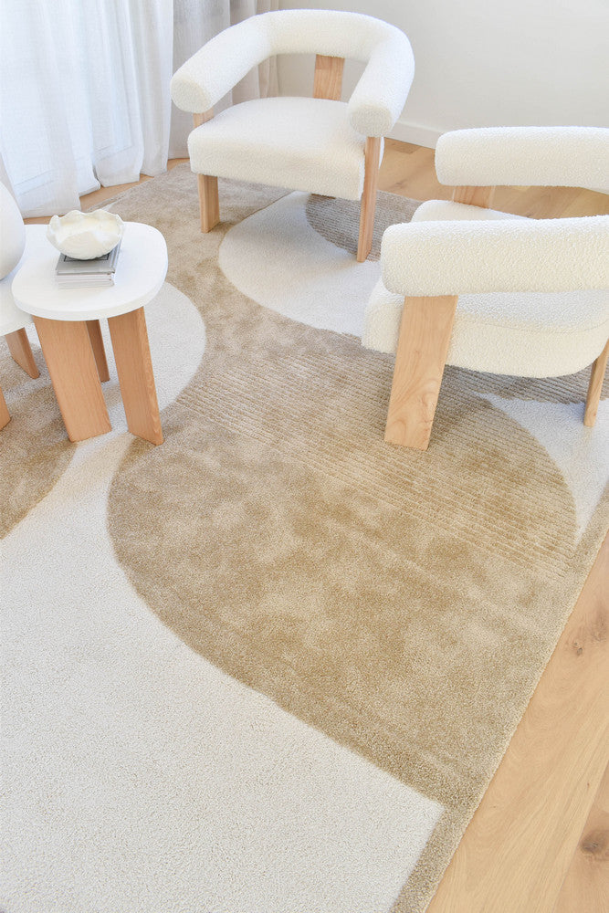 Arcadia Mid-Century Geometric Arch Textured Chestnut Rug