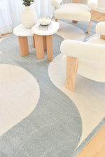 Arcadia Mid-Century Geometric Arch Textured Blue Rug