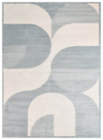 Arcadia Mid-Century Geometric Arch Textured Blue Rug