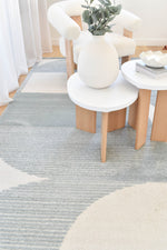 Arcadia Mid-Century Geometric Arch Textured Blue Rug