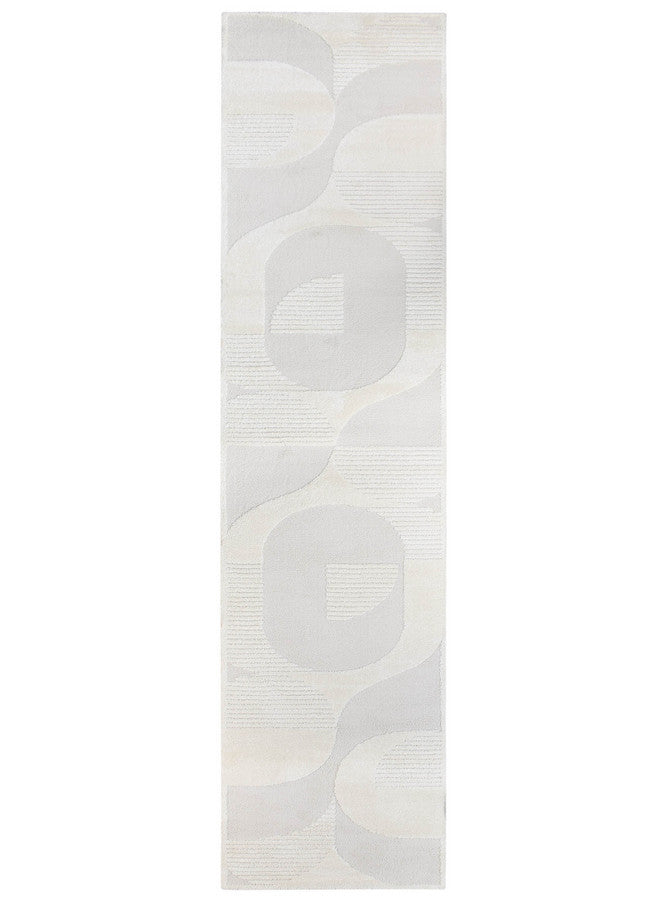 Arcadia Mid-Century Geometric Arch Textured Pearl Rug