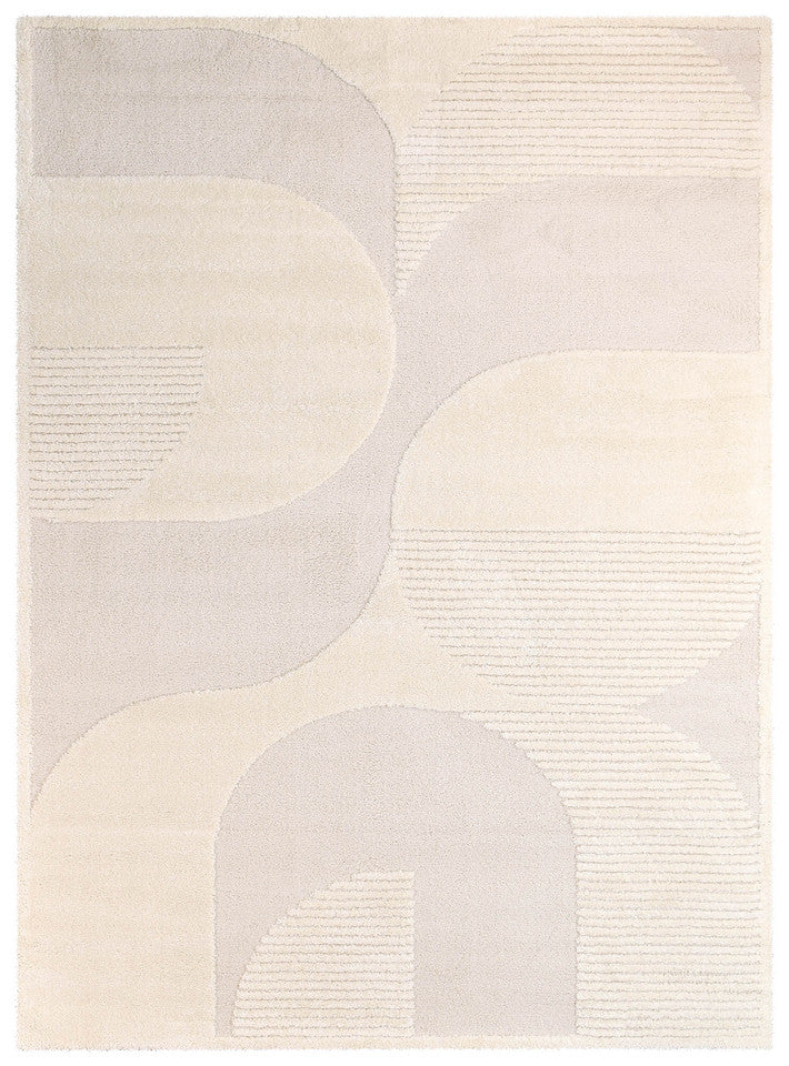Arcadia Mid-Century Geometric Arch Textured Pearl Rug