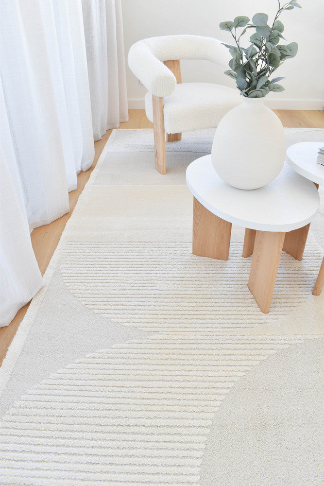 Arcadia Mid-Century Geometric Arch Textured Pearl Rug