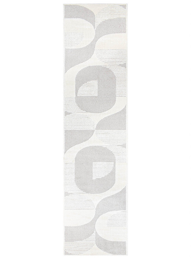 Arcadia Mid-Century Geometric Arch Textured Beige Rug