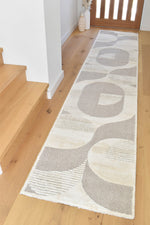 Arcadia Mid-Century Geometric Arch Textured Beige Rug