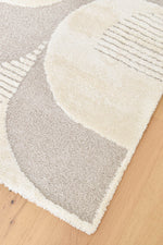 Arcadia Mid-Century Geometric Arch Textured Beige Rug