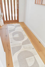 Arcadia Mid-Century Geometric Arch Textured Beige Rug