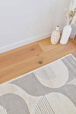 Arcadia Mid-Century Geometric Arch Textured Beige Rug