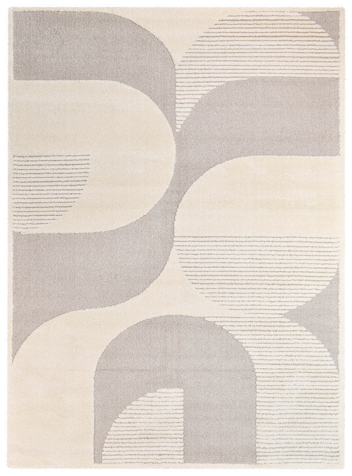 Arcadia Mid-Century Geometric Arch Textured Beige Rug